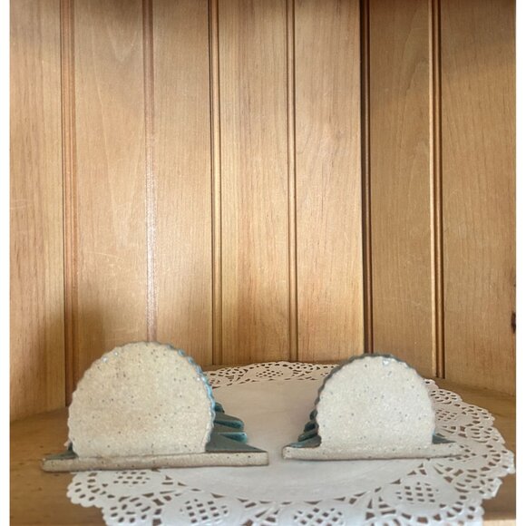 Rustic Studio Pottery Christmas Tree Holiday Tabletop Decor Set Of 2 Unique - Picture 4 of 5